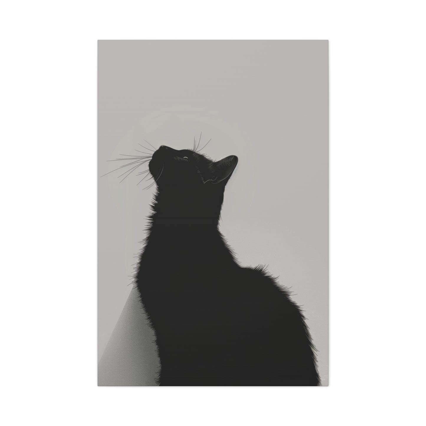 Black Cat Looking Up Digital Illustration Canvas Gallery Wraps