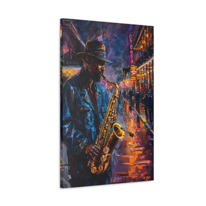 Man Playing Horn on the Street - Rembrandt Style Digital Oil Painting Canvas Gallery Wraps