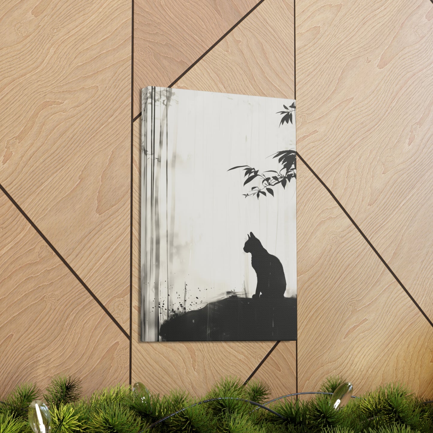 Black Cat Digital Illustration Canvas Gallery Wraps