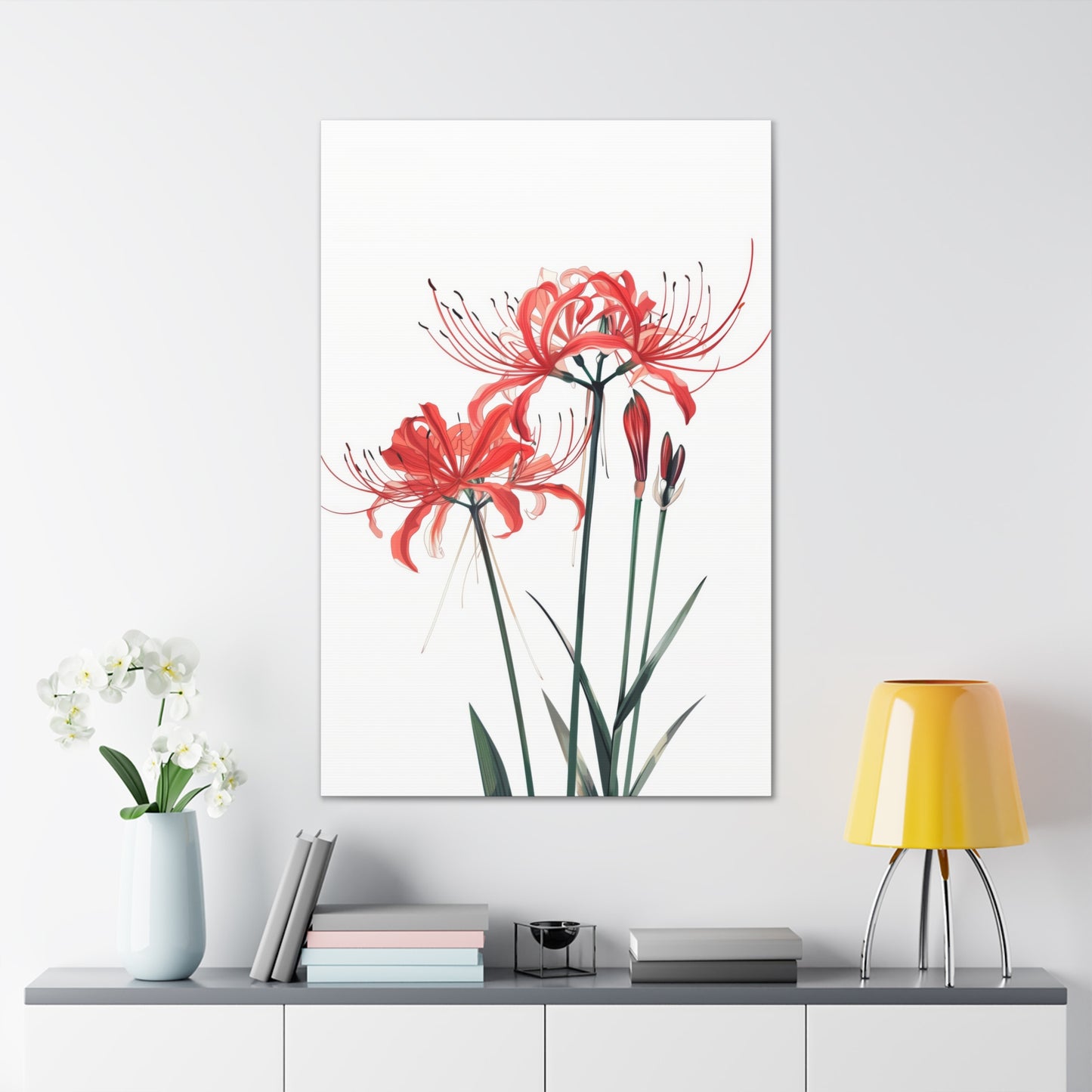 Red Spider Lily Flower Digital Illustration Canvas Gallery Wraps