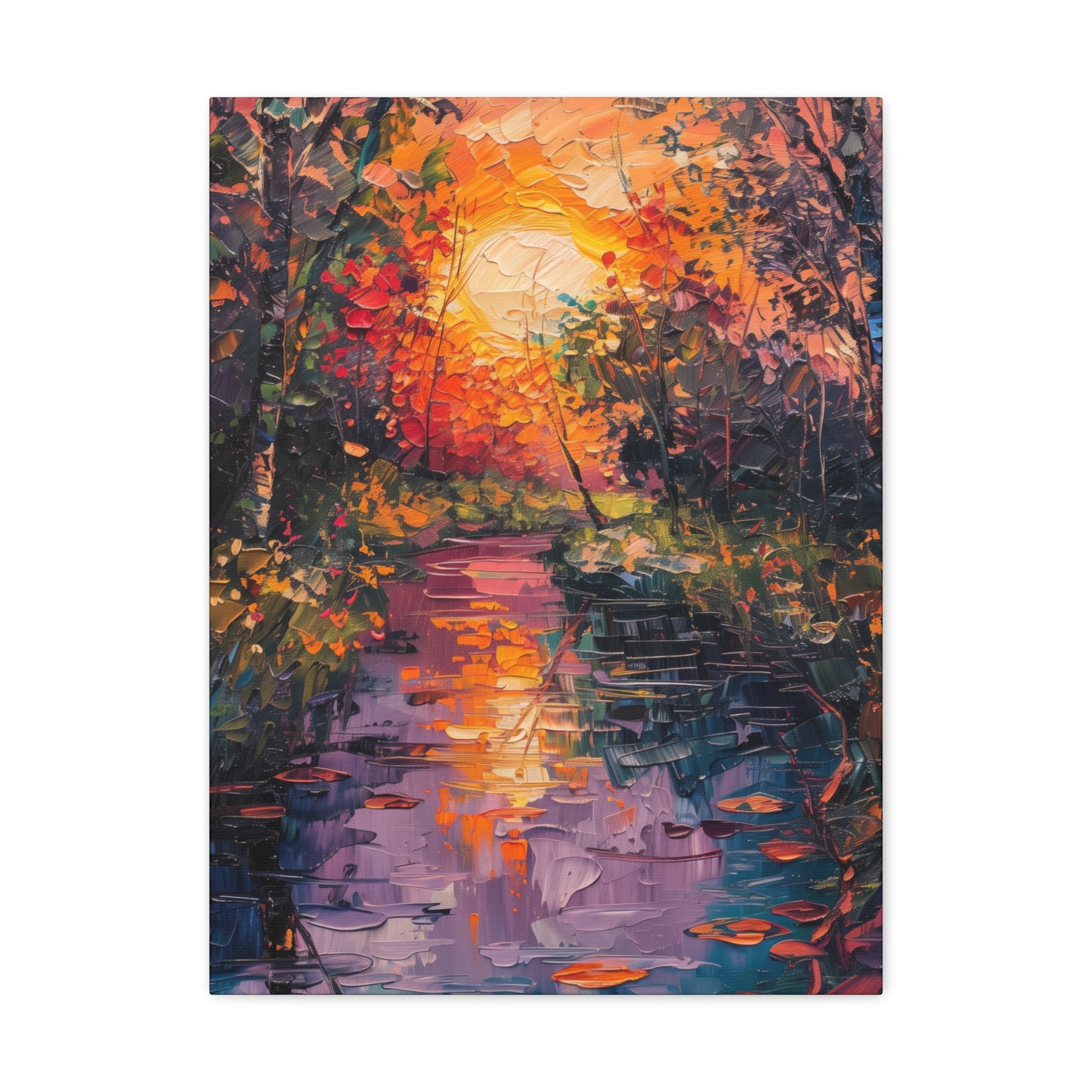 Pond in a Forest - Claude Monet Style Digital Print Canvas Gallery Wraps