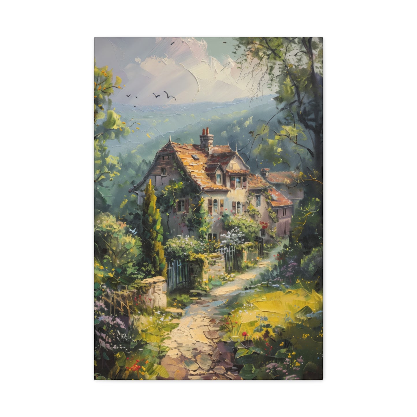 old house in countryside vintage Digital Oil Painting Print Canvas Gallery Wraps