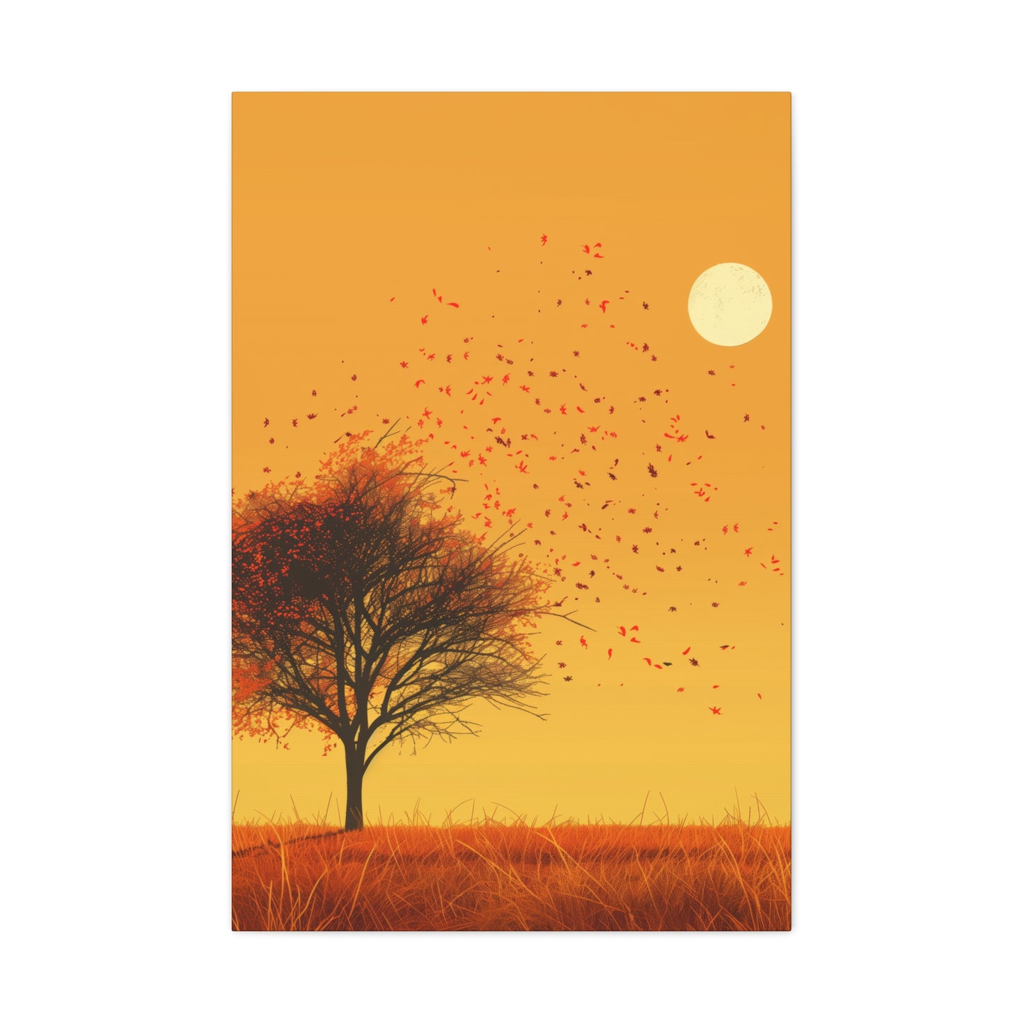 Tree in a Golden Sunset Digital Illustration Canvas Gallery Wraps