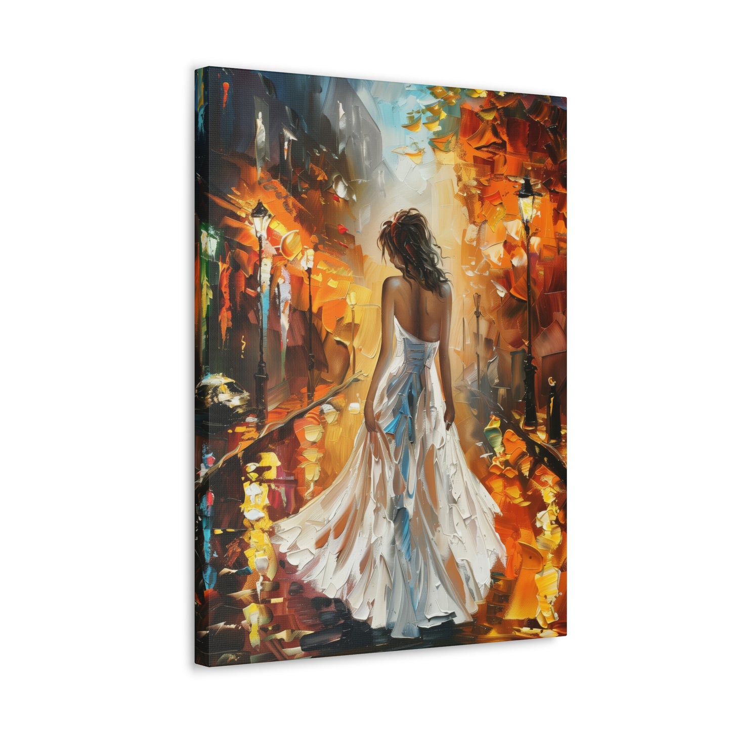 bride walking in the street - Leonid Afremov Style Digital Print Canvas Gallery Wraps