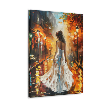 bride walking in the street - Leonid Afremov Style Digital Print Canvas Gallery Wraps