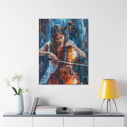 Girl Playing Guitar - Digital Oil Painting Canvas Gallery Wraps