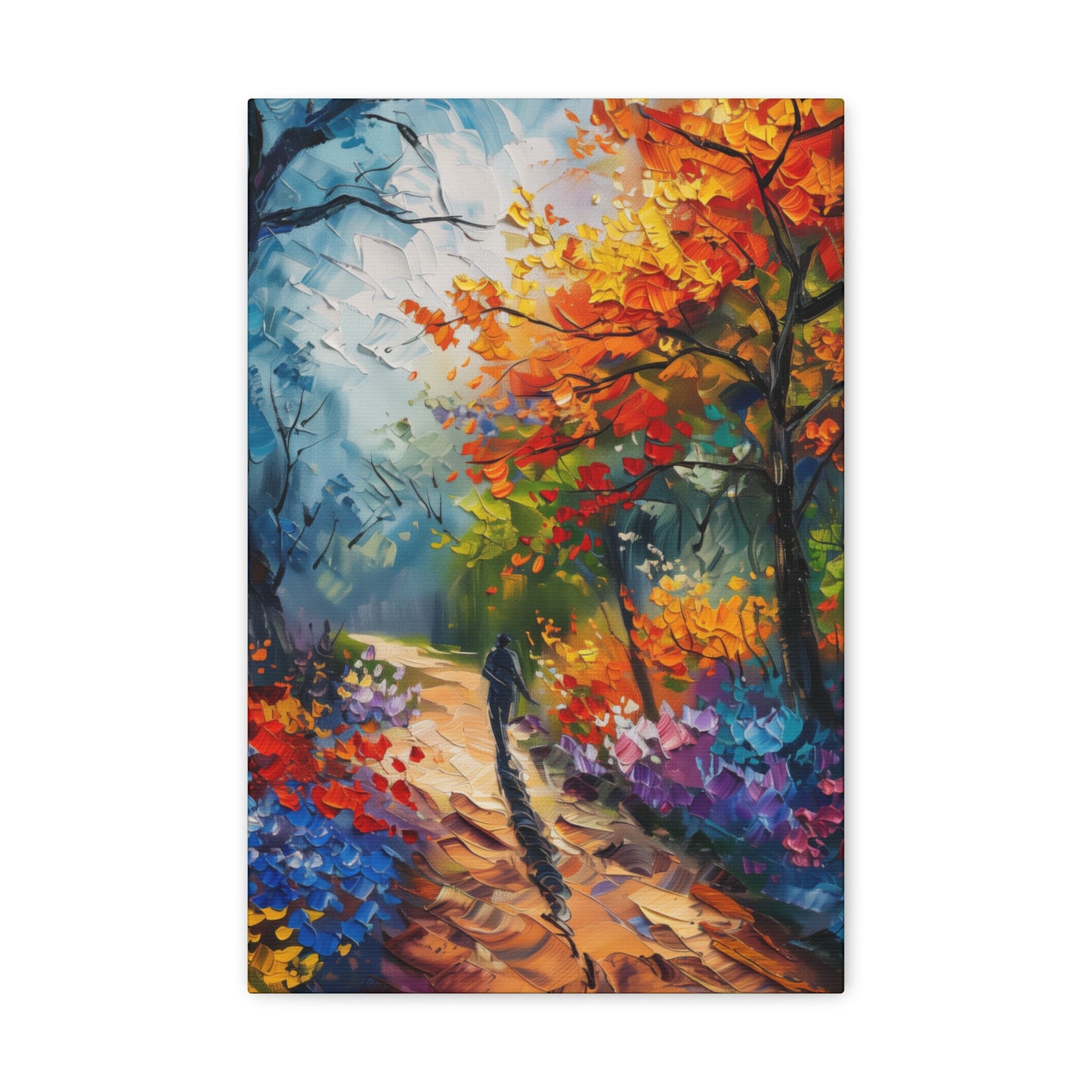 Person Running Through Autumn Forest - Leonid Afremov Oil Painting Canvas Gallery Wraps