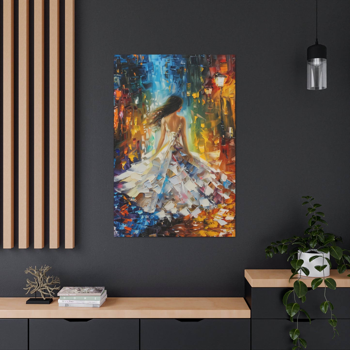 Bride walking in the streets - Leonid Afremov Style Digital Print Canvas Gallery Wraps