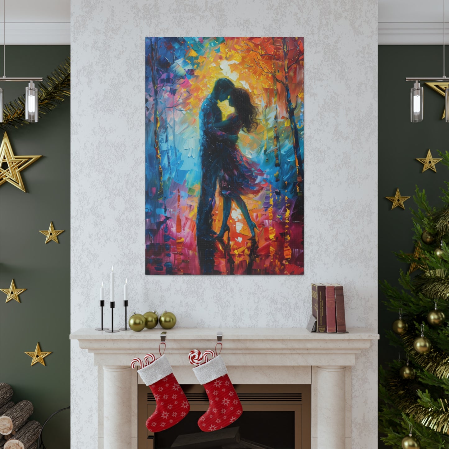 Couple - Leonid Afremov Style Digital Oil Painting Canvas Gallery Wraps