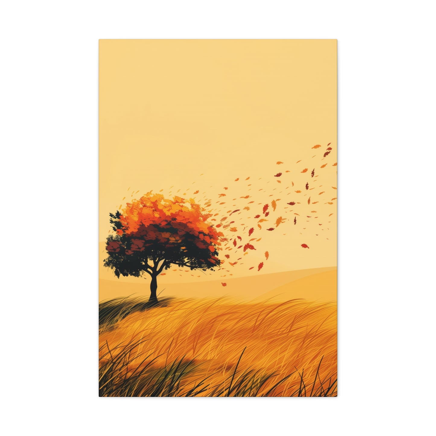 Tree in a Golden Sunset Digital Illustration Canvas Gallery Wraps