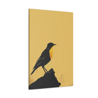 Bird Sitting on a Rock Digital Illustration Canvas Gallery Wraps