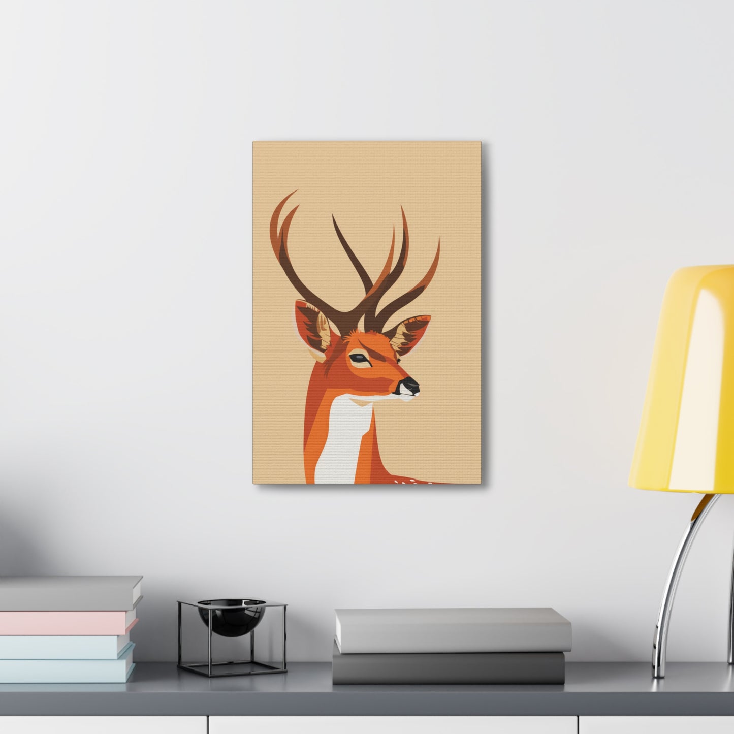 Deer with Antlers Digital Illustration Canvas Gallery Wraps