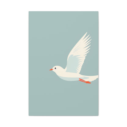 White Dove Flying Digital Illustration Canvas Gallery Wraps