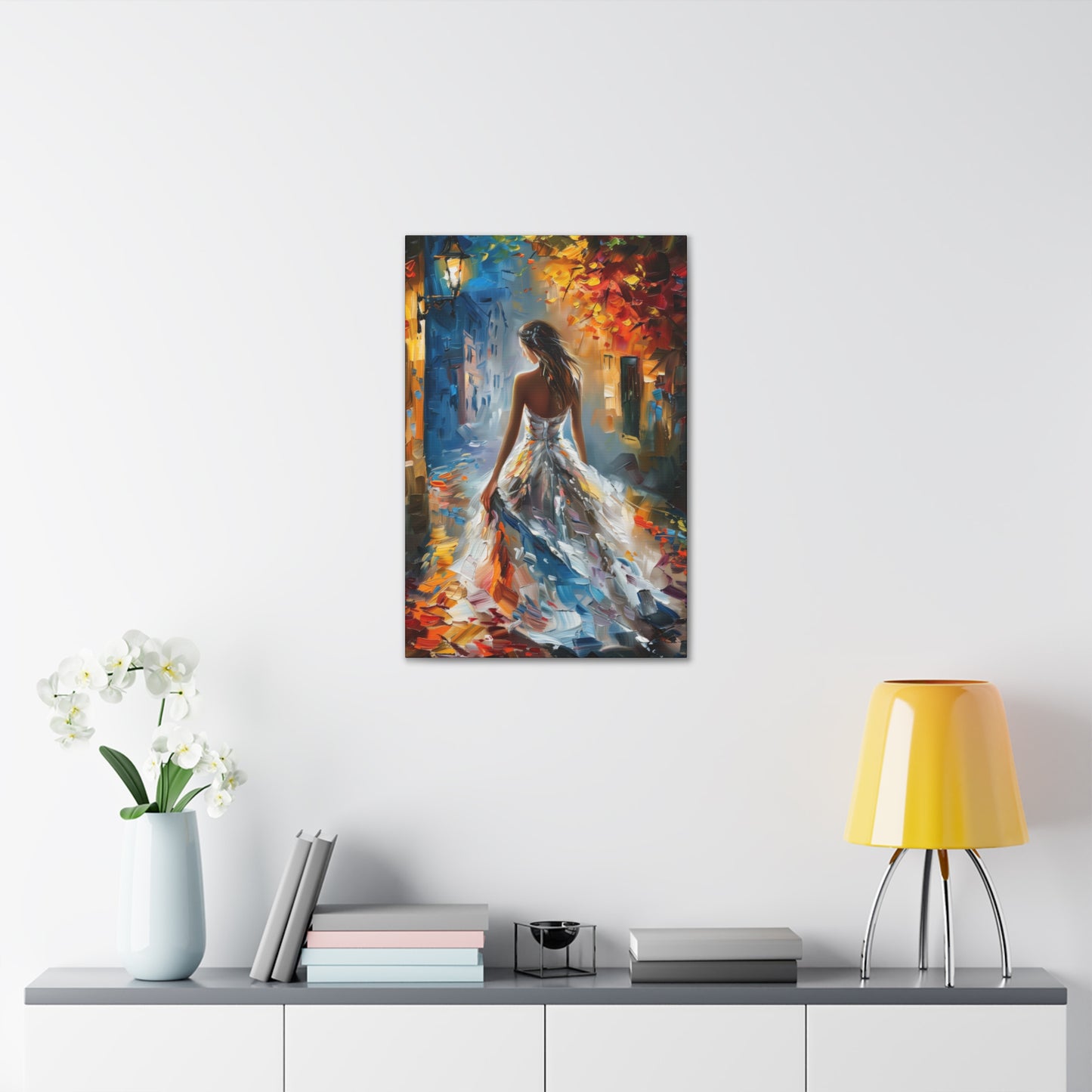 Bride walking in the streets - Leonid Afremov Style Digital Print Canvas Gallery Wraps