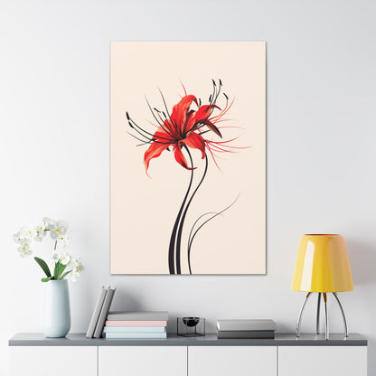 Red Spider Lily Flower Digital Illustration Canvas Gallery Wraps