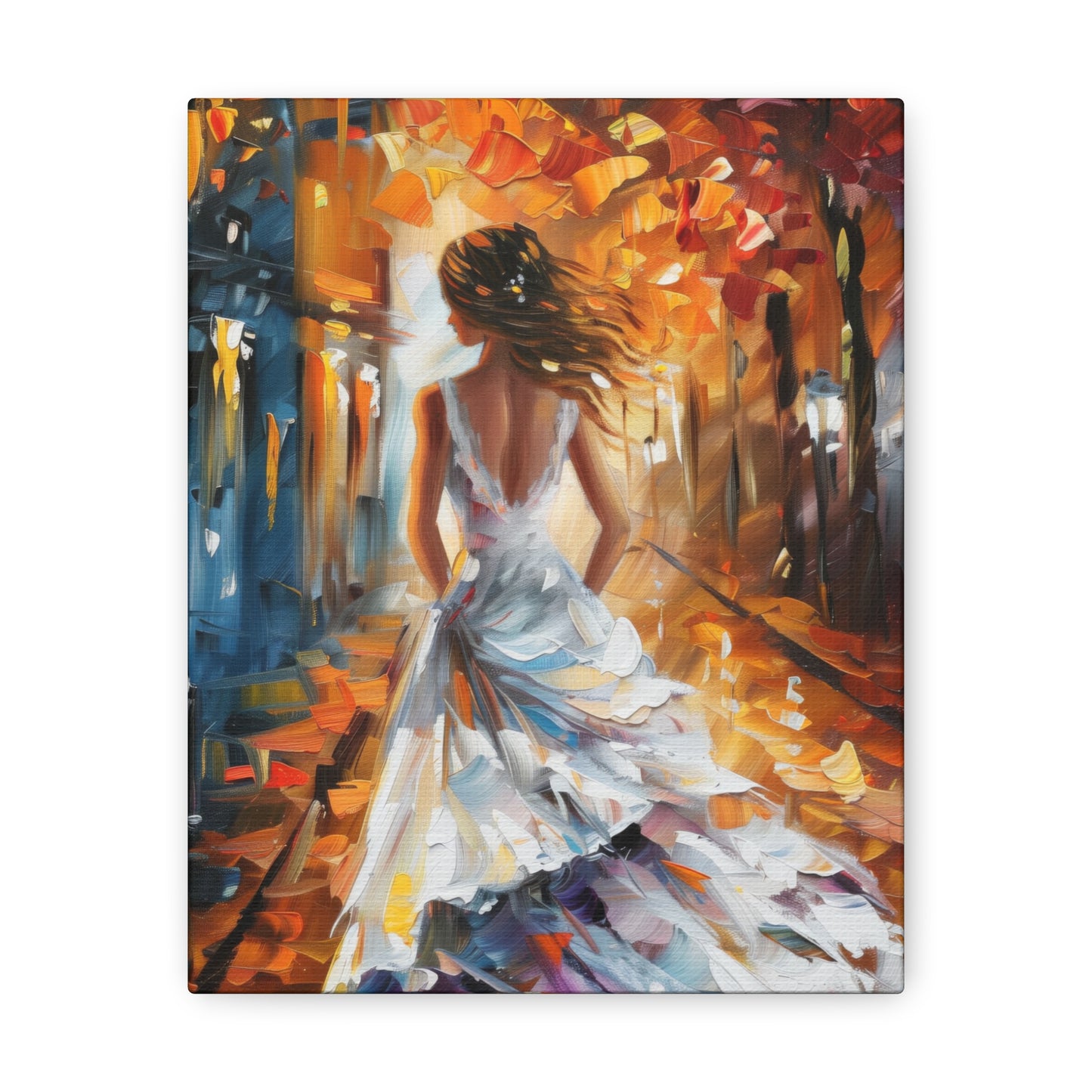 bride walking in street - Leonid Afremov Style Digital Print Canvas Gallery Wraps