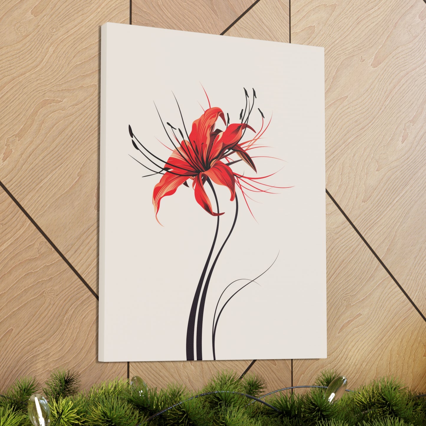 Red Spider Lily Flower Digital Illustration Canvas Gallery Wraps