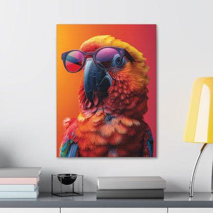 Parrot Wearing Sunglasses - Illustration Canvas Gallery Wraps