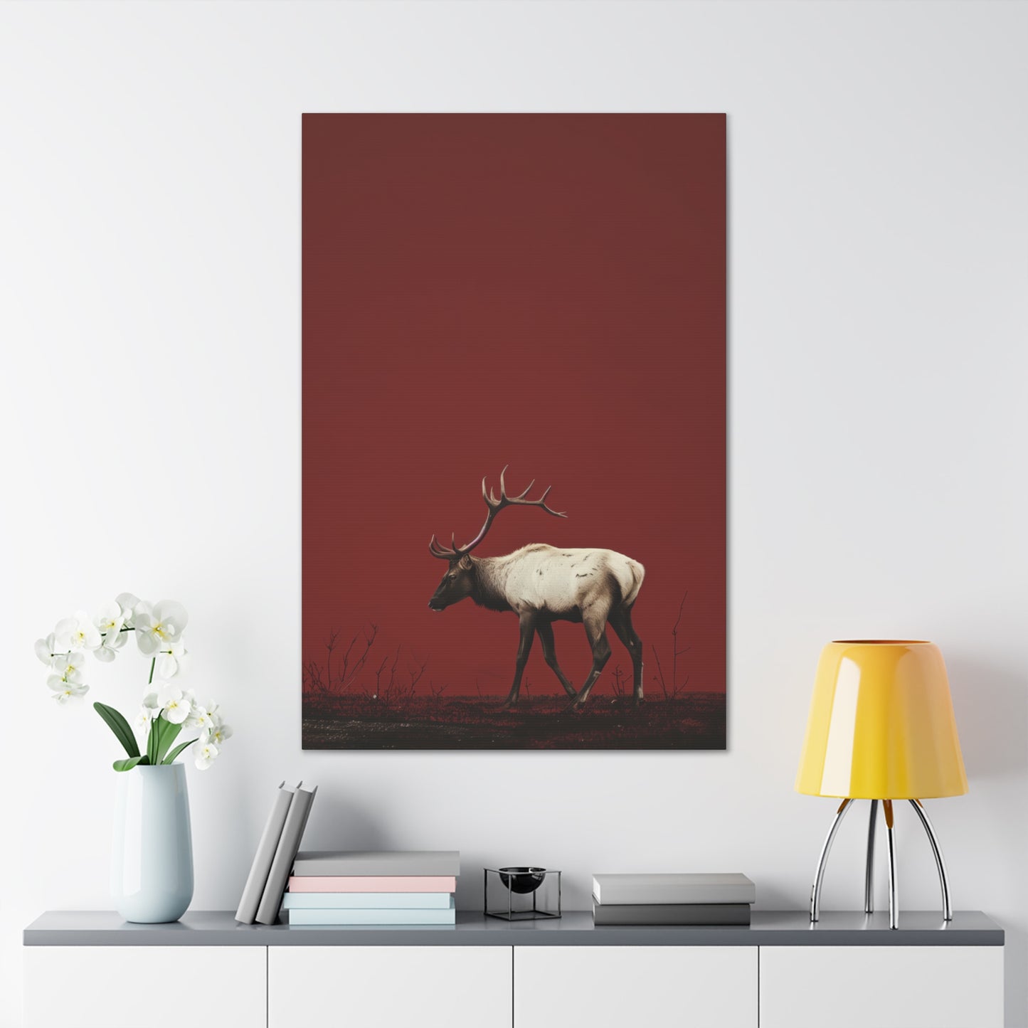 Moose with Antlers Digital Illustration Canvas Gallery Wraps