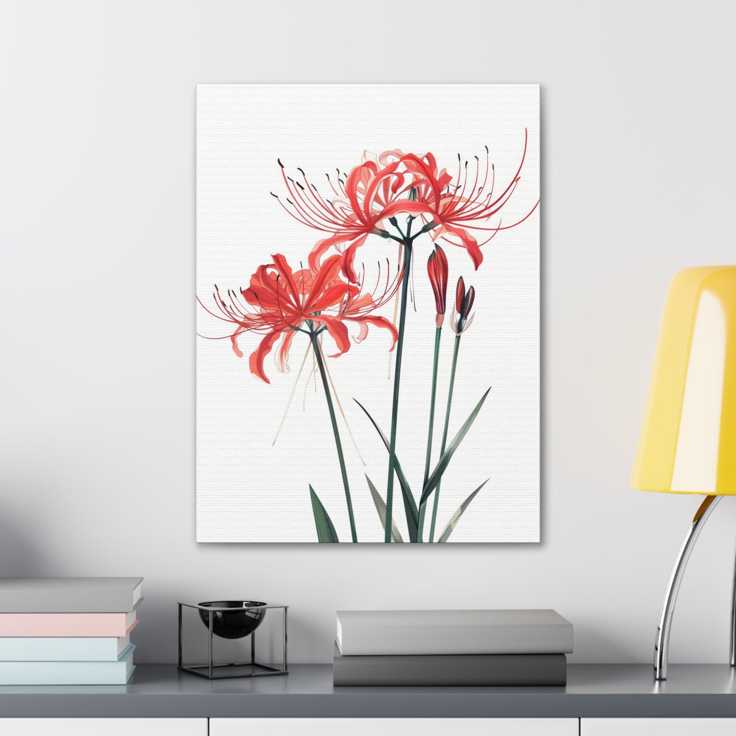 Red Spider Lily Flower Digital Illustration Canvas Gallery Wraps