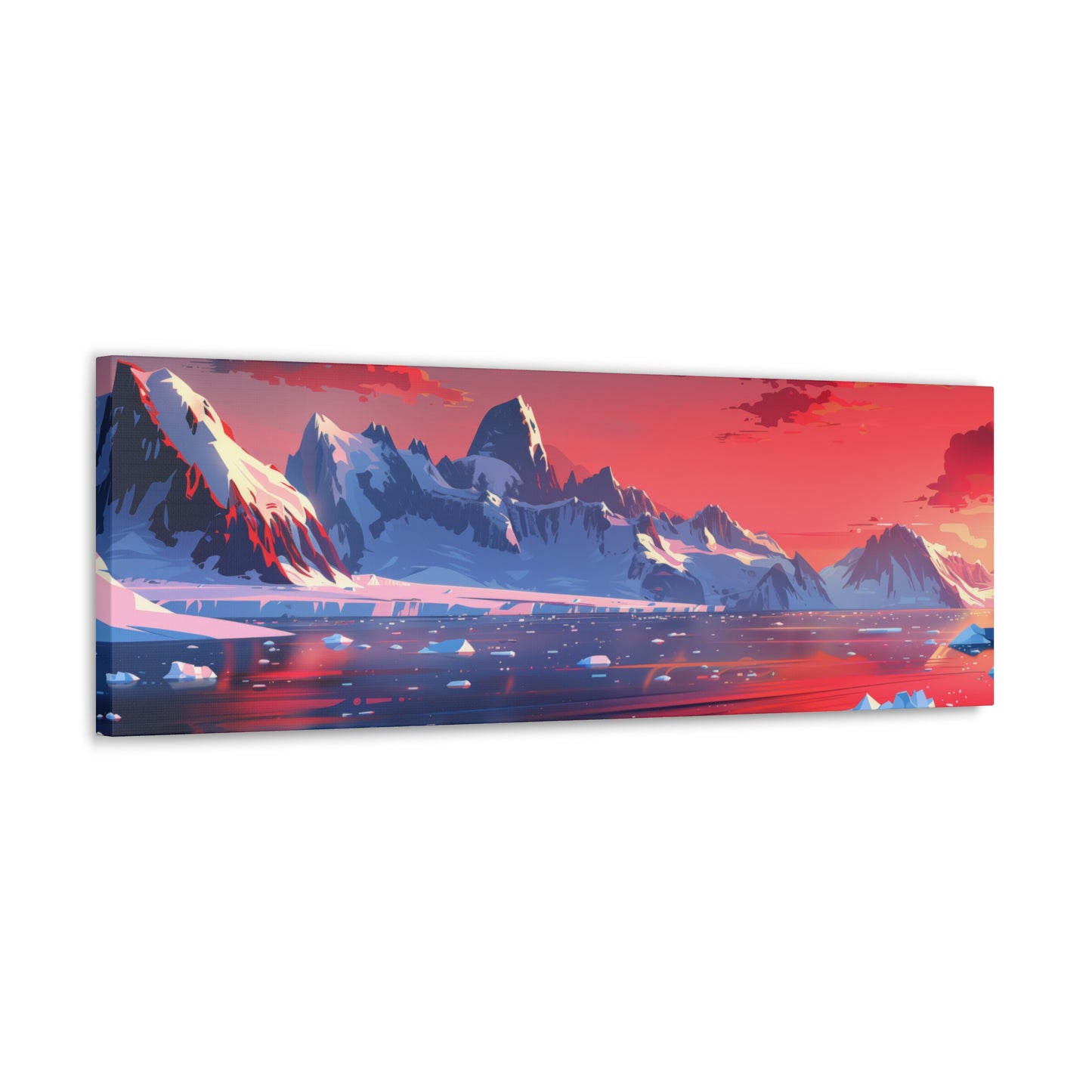 Sunset in Antarctica - Landscape Illustration Panorama Canvas Gallery Wraps