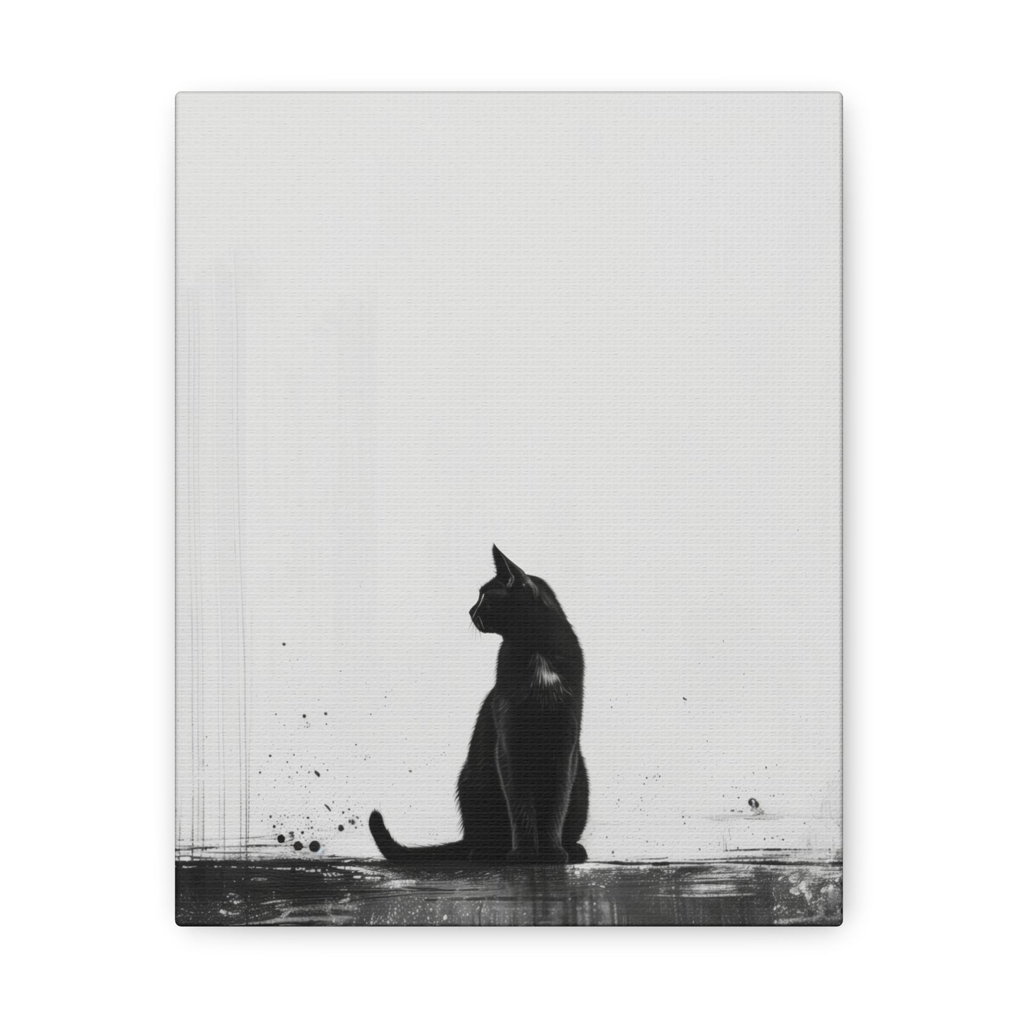 Black Cat Digital Illustration Canvas Gallery Wraps