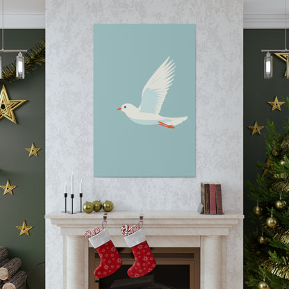 White Dove Flying Digital Illustration Canvas Gallery Wraps