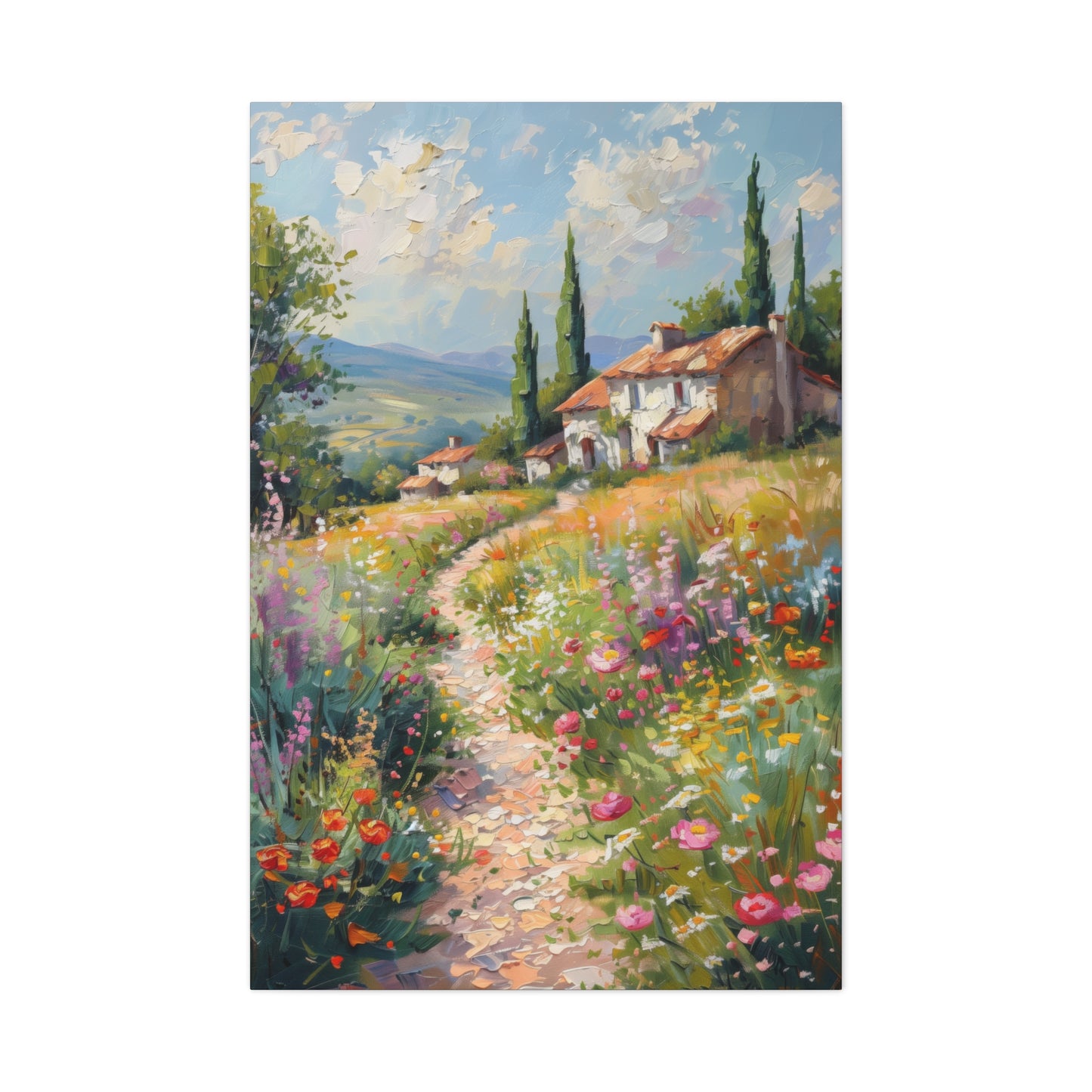 countryside house with garden in medieval times Digital Oil Painting Print Canvas Gallery Wraps