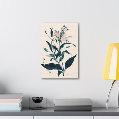 Lily Plant with Flowers - Illustration Canvas Gallery Wraps