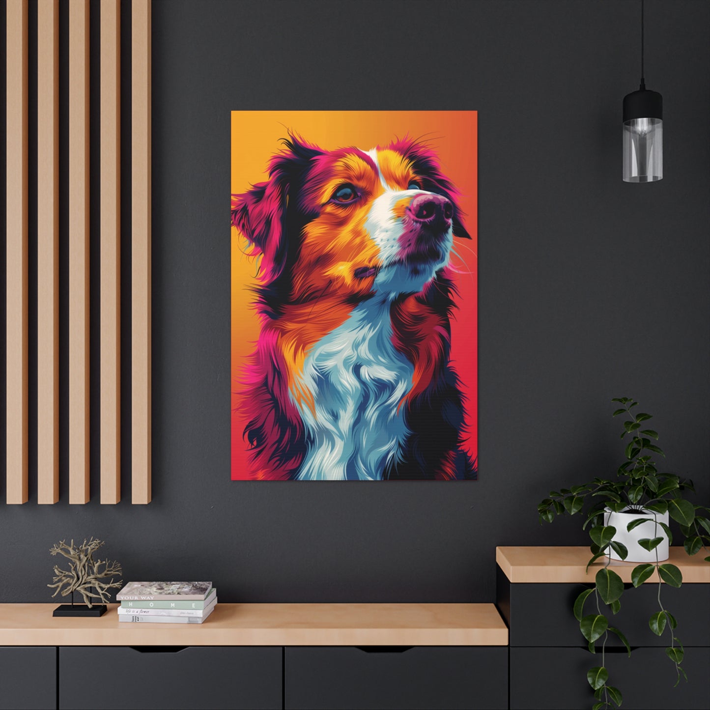 Border Collie Dog - Abstract Illustration Canvas Gallery Wraps