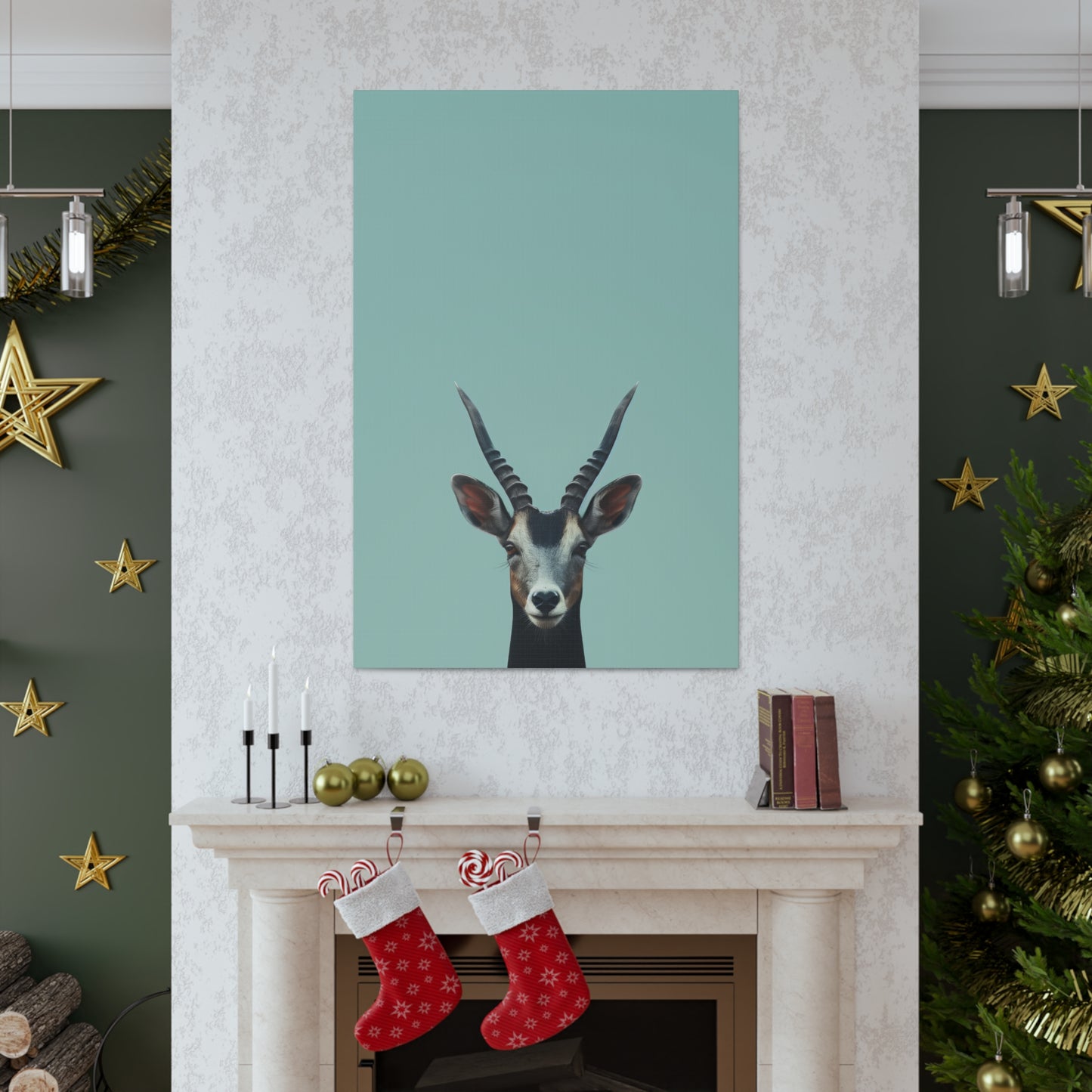 Antelope with Antlers Digital Illustration Canvas Gallery Wraps