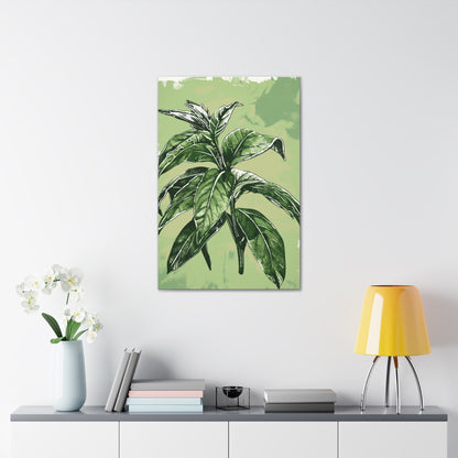 Plant Leaves Digital Illustration Canvas Gallery Wraps