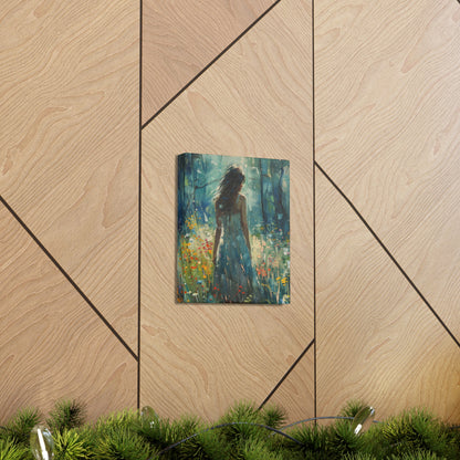 a girl looking into a forest Digital Oil Painting Print Canvas Gallery Wraps