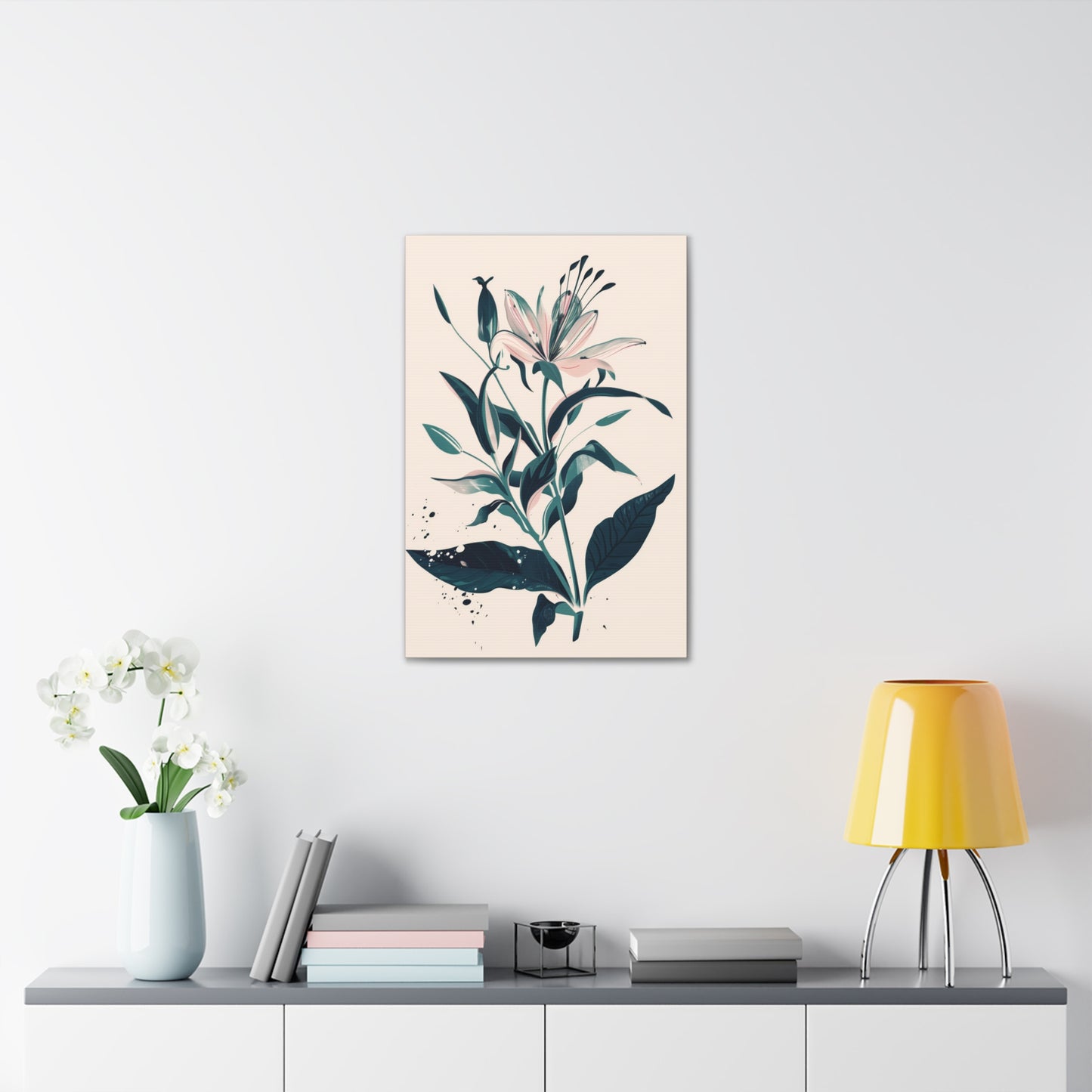 Lily Plant with Flowers - Illustration Canvas Gallery Wraps