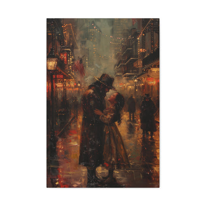 Father and Daughter Dancing on the Street - Rembrandt Style Digital Oil Painting Canvas Gallery Wraps