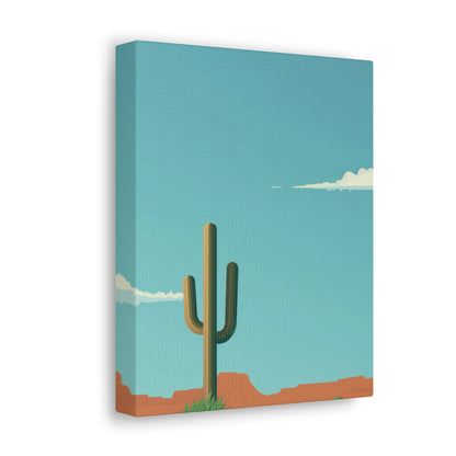 Saguaro Cactus in Desert - Illustration Canvas Gallery Wraps