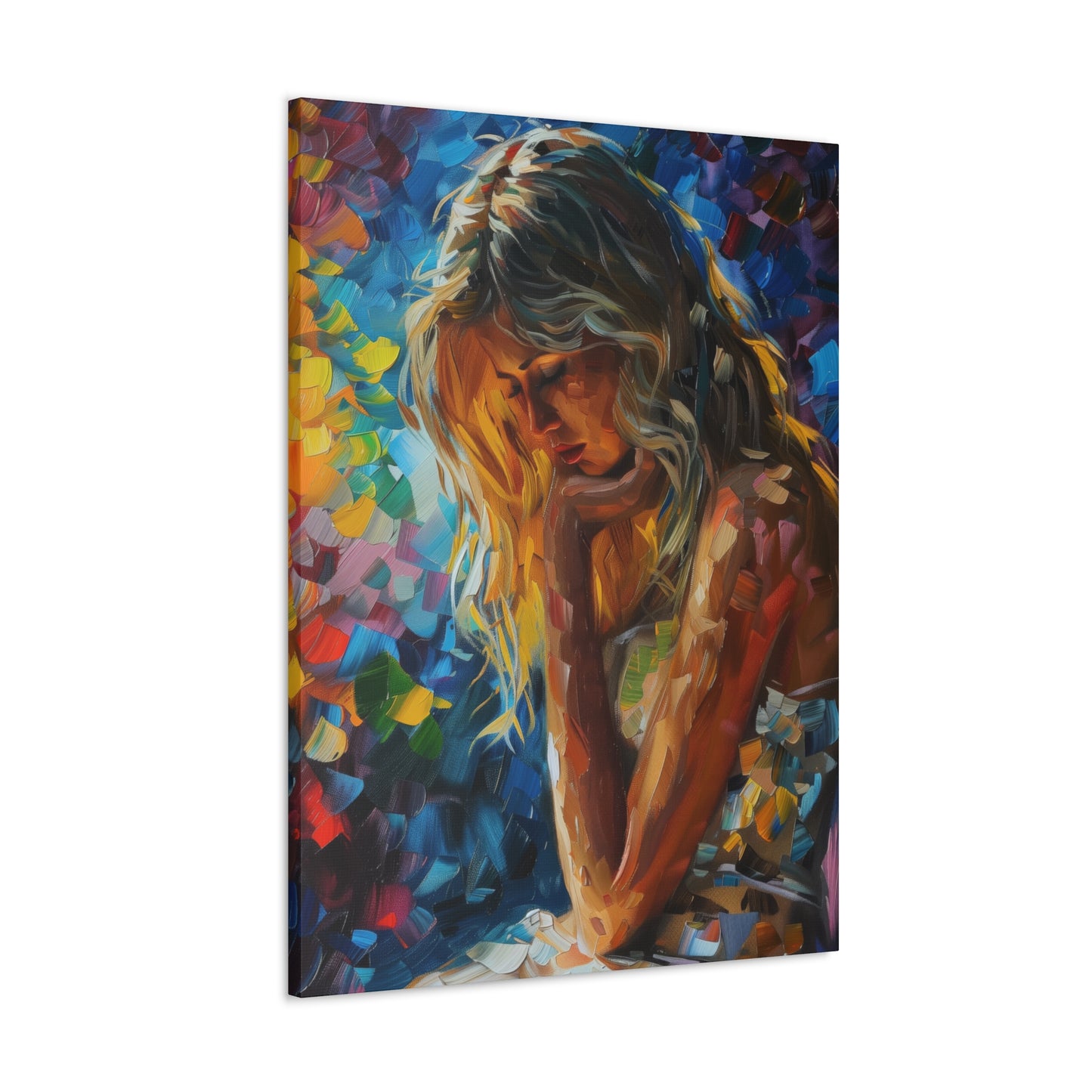 Cute Girl - Leonid Afremov Style Digital Oil Painting Canvas Gallery Wraps