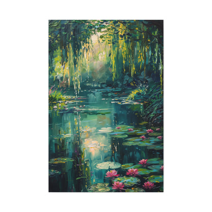 Pond in a Forest - Claude Monet Style Digital Print Canvas Gallery Wraps