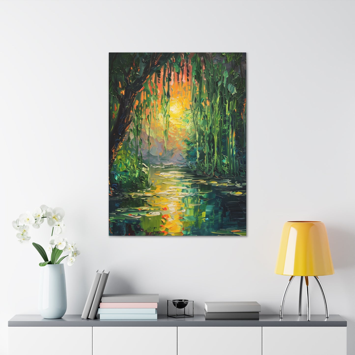 Lake in a Forest - Claude Monet Style Digital Print Canvas Gallery Wraps