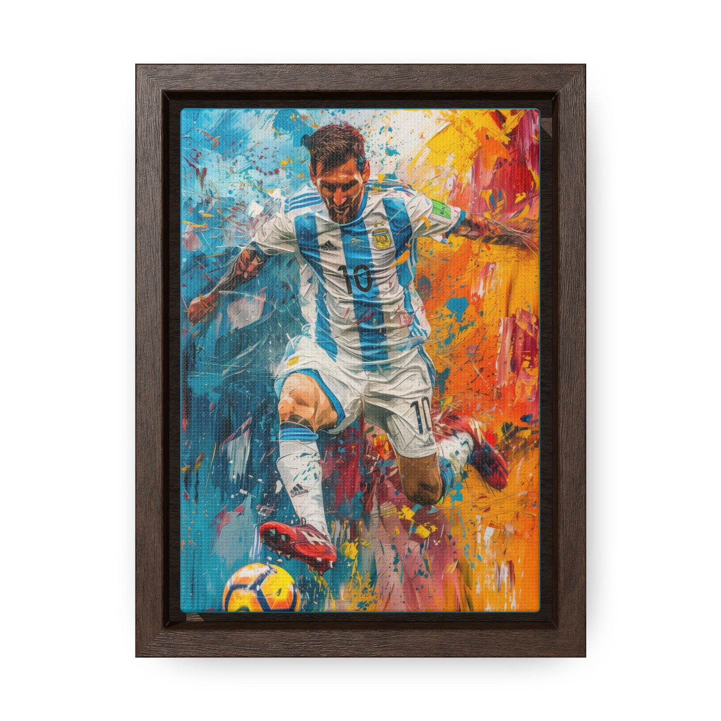 Lionel Messi Playing with Argentina T-Shirt - Canvas Print