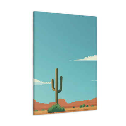 Saguaro Cactus in Desert - Illustration Canvas Gallery Wraps