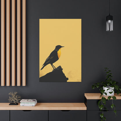 Bird Sitting on a Rock Digital Illustration Canvas Gallery Wraps