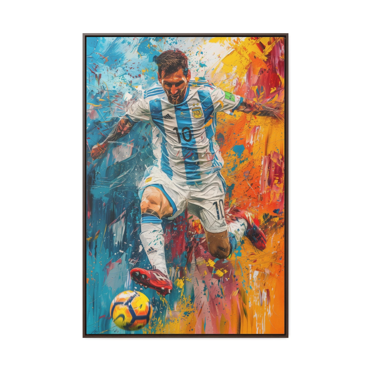 Lionel Messi Playing with Argentina T-Shirt - Canvas Print