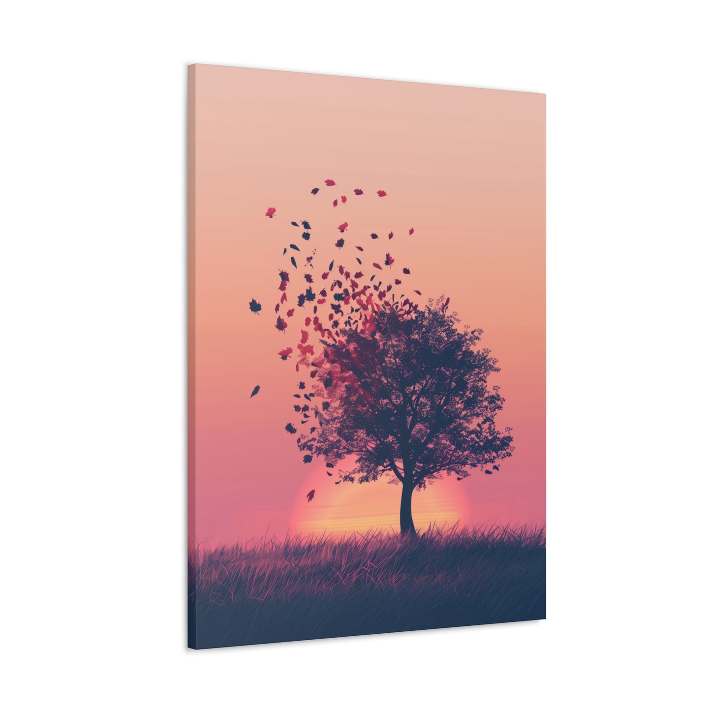 Tree in a Golden Sunset Digital Illustration Canvas Gallery Wraps