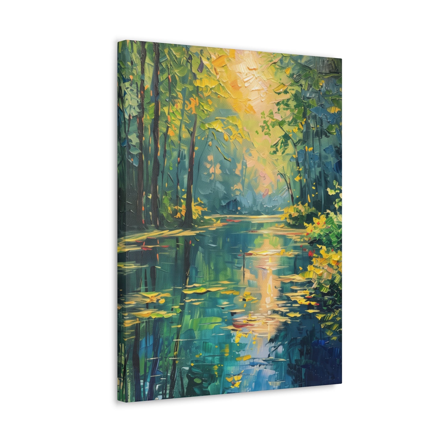 Lake in a Forest - Claude Monet Style Digital Print Canvas Gallery Wraps