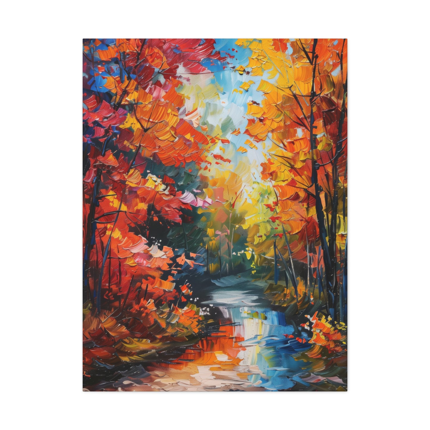 Road Through Autumn Flower Forest - Leonid Afremov Oil Painting Canvas Gallery Wraps