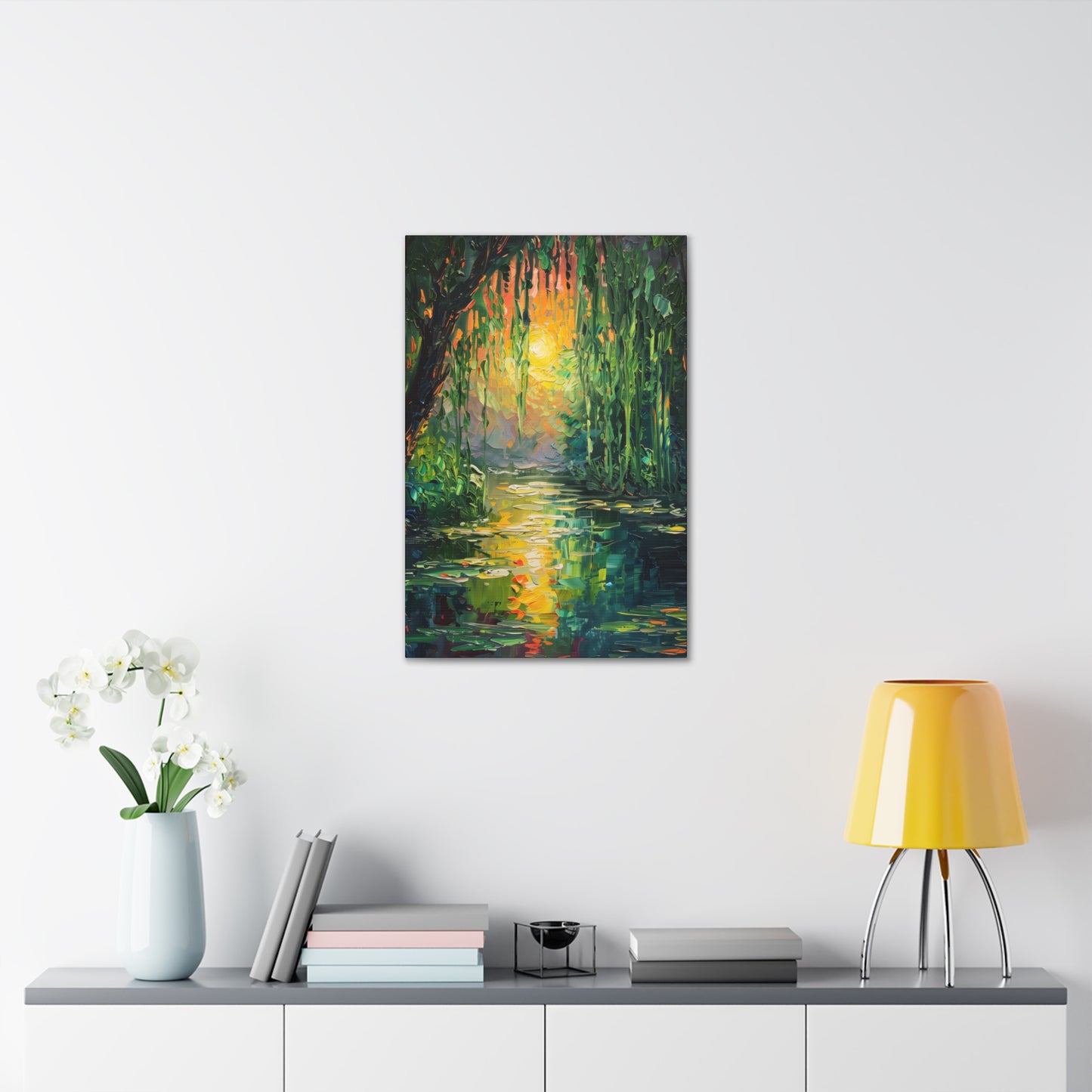 Lake in a Forest - Claude Monet Style Digital Print Canvas Gallery Wraps