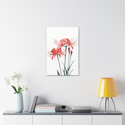 Red Spider Lily Flower Digital Illustration Canvas Gallery Wraps