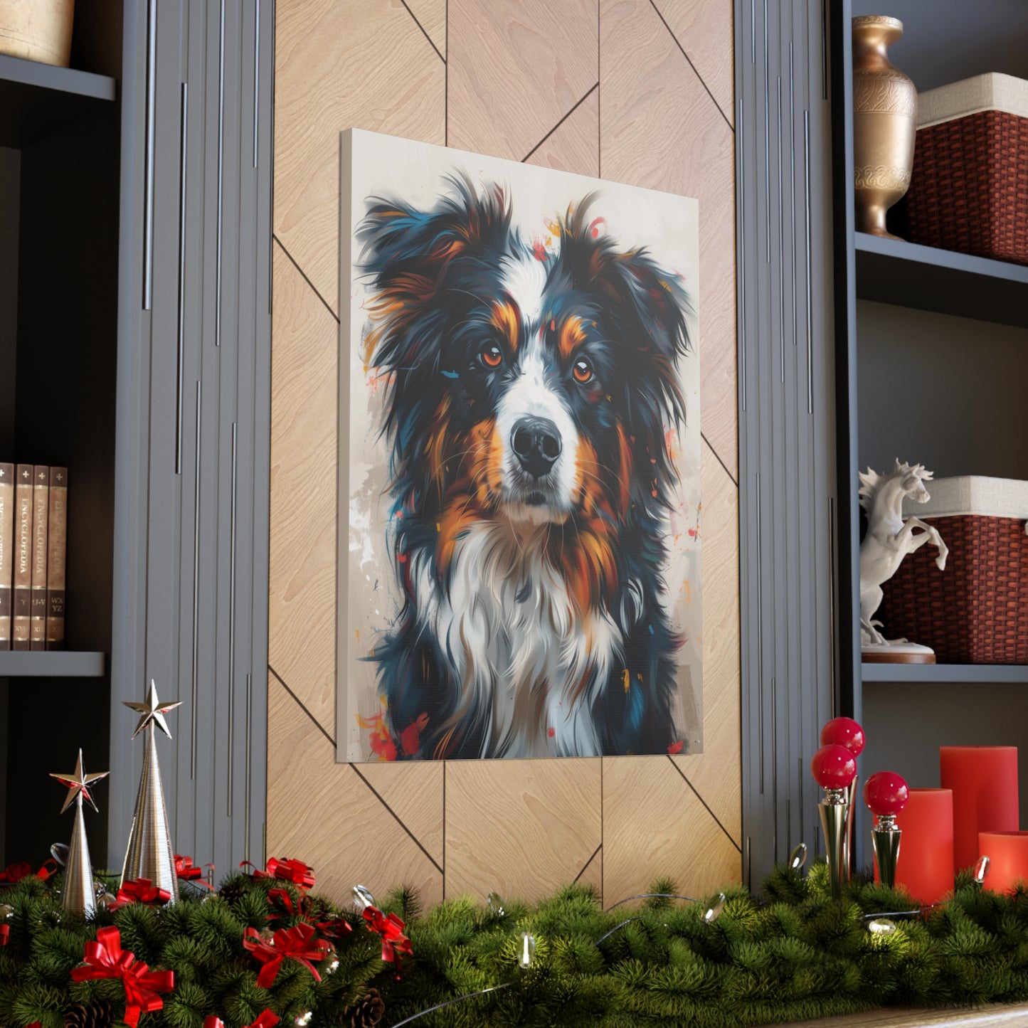 Border Collie Dog - Abstract Illustration Canvas Gallery Wraps