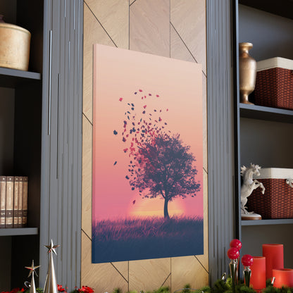 Tree in a Golden Sunset Digital Illustration Canvas Gallery Wraps